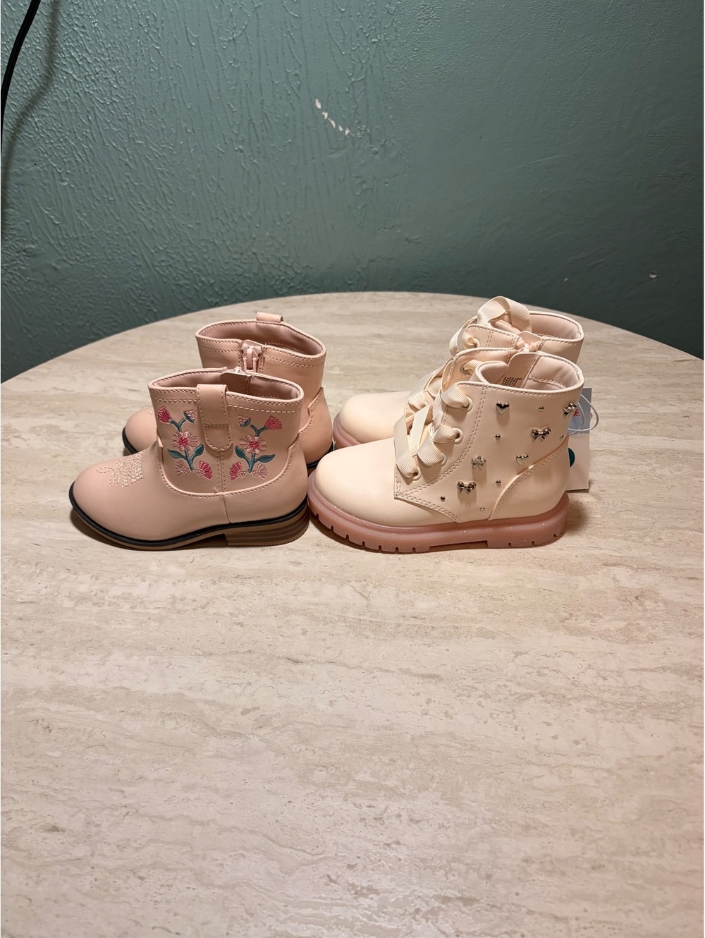 Cat & Jack Girls' Size 9 Pink and Cream Boots Set of 2